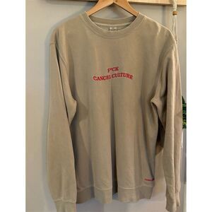 Independent Trading Co. Unisex Crewneck Sweatshirt M Tan "F*CK Cancel Culture"
